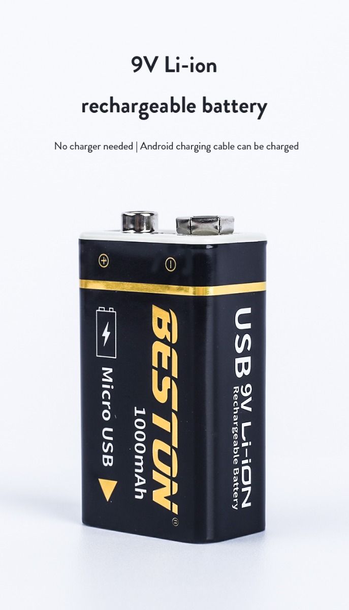 Batería Beston 9V recargable 1000mAh micro USB de iones de litio para RC opción de energía sostenible alta capacidad