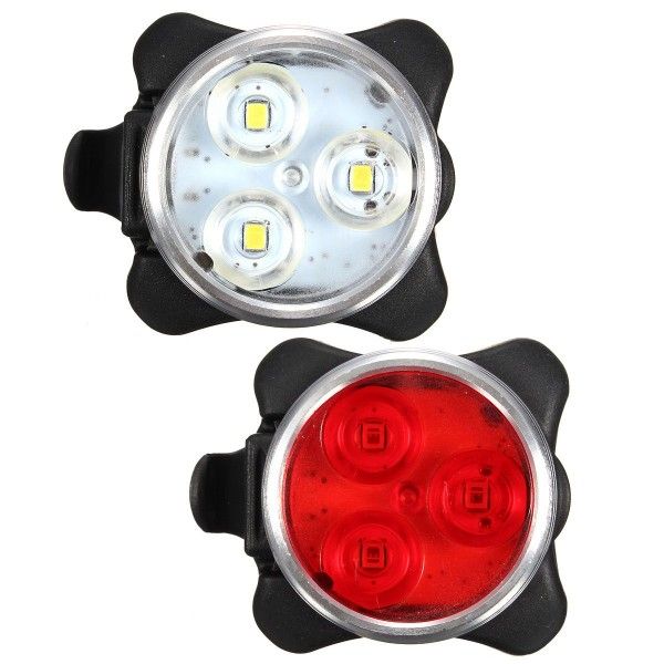 Luz de bicicleta recargable por USB HJ-030 3 LED 4 Modos Impermeable Luz Delantera Seguridad Ciclismo Perfecta para Paseos Nocturnos