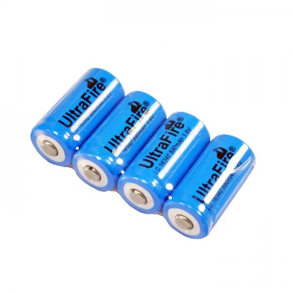 Batería UltraFire LC 16340 Recargable 880mAh 3.7V Alto Rendimiento Paquete de 4 para Dispositivos Electrónicos