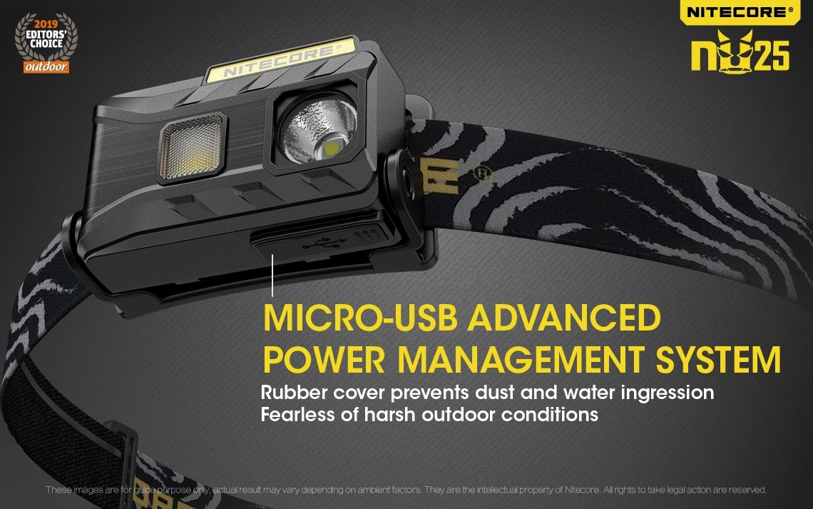 Descubre Nitecore NU25 Faro XP-G2 S3 LED de 360 lúmenes recargable ideal para iluminación exterior y camping