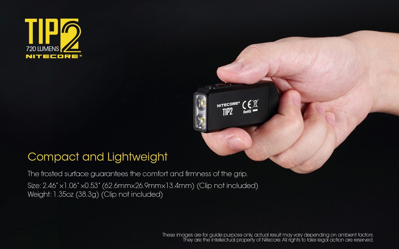 Linterna de llavero NITECORE TIP2 LED 720 lúmenes diseño compacto recargable USB para uso diario y emergencias