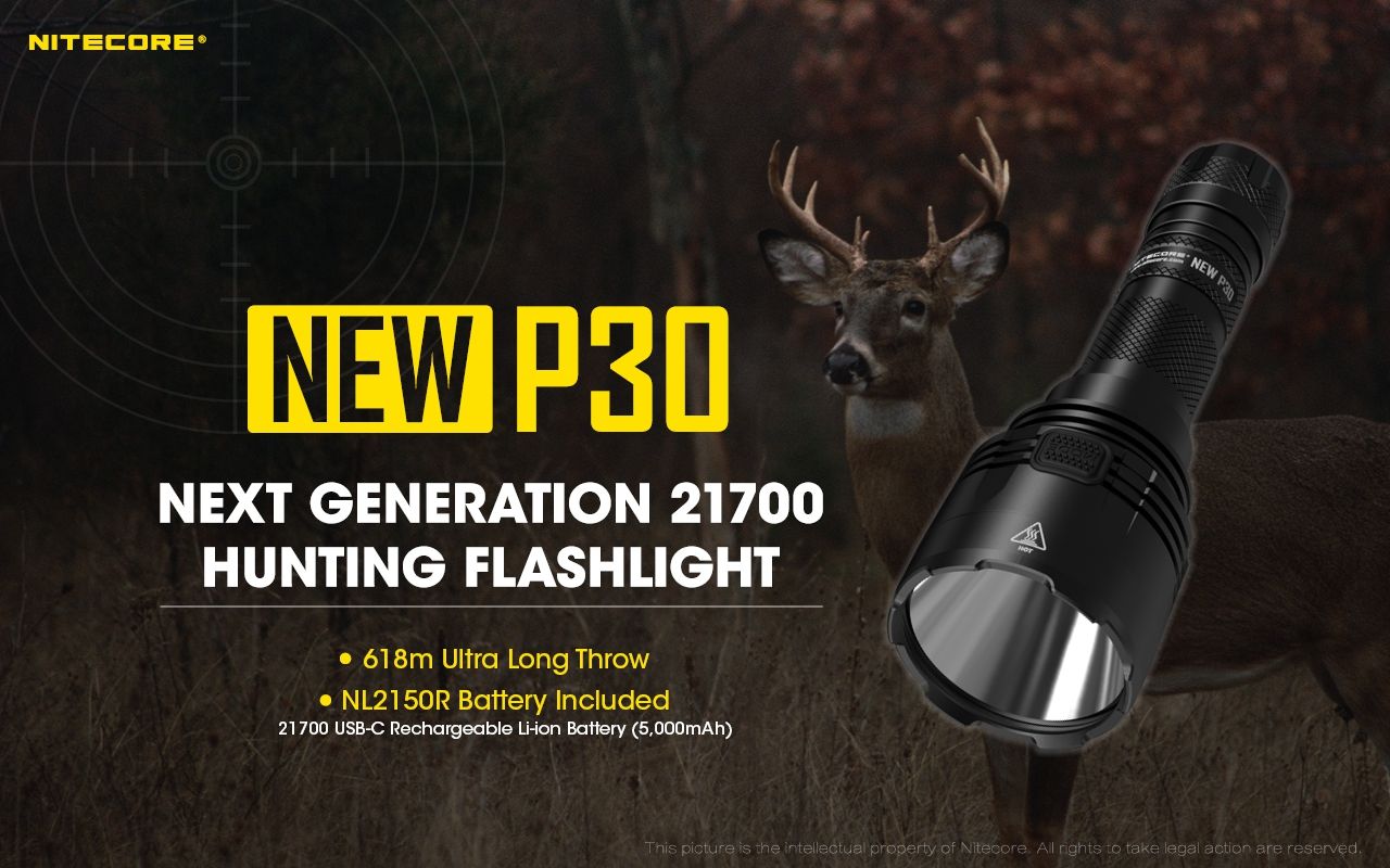 Linterna LED Nitecore P30 XP-L HI V3 1000 lúmenes haz 618 metros linterna de alto rendimiento búsqueda y rescate