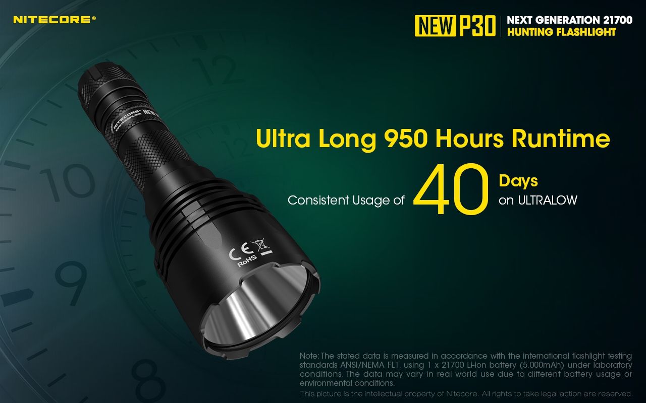 Linterna LED Nitecore P30 XP-L HI V3 1000 lúmenes haz 618 metros linterna de alto rendimiento búsqueda y rescate