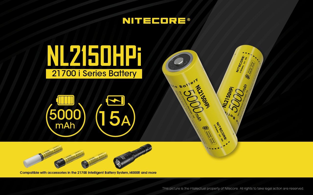 Batería NITECORE NL2150HPI 5000mAh 3.6V 21700 Alto Rendimiento para Dispositivos Electrónicos y Linternas