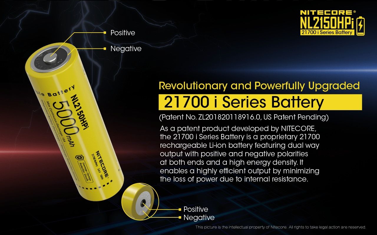 Batería NITECORE NL2150HPI 5000mAh 3.6V 21700 Alto Rendimiento para Dispositivos Electrónicos y Linternas
