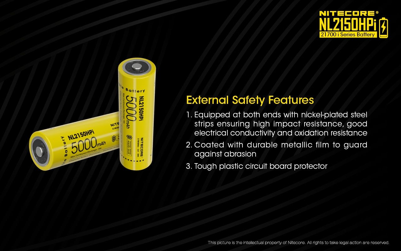 Batería NITECORE NL2150HPI 5000mAh 3.6V 21700 Alto Rendimiento para Dispositivos Electrónicos y Linternas