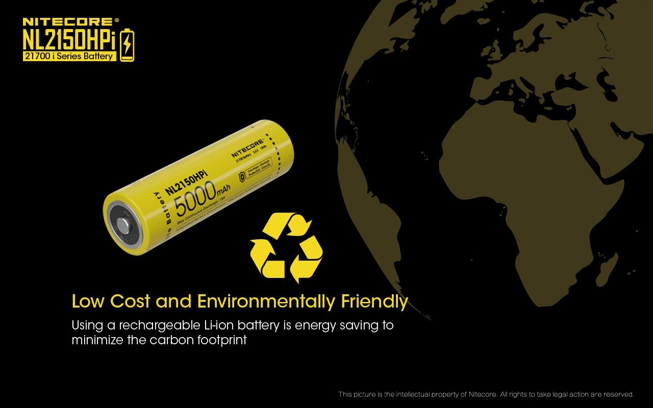 Batería NITECORE NL2150HPI 5000mAh 3.6V 21700 Alto Rendimiento para Dispositivos Electrónicos y Linternas