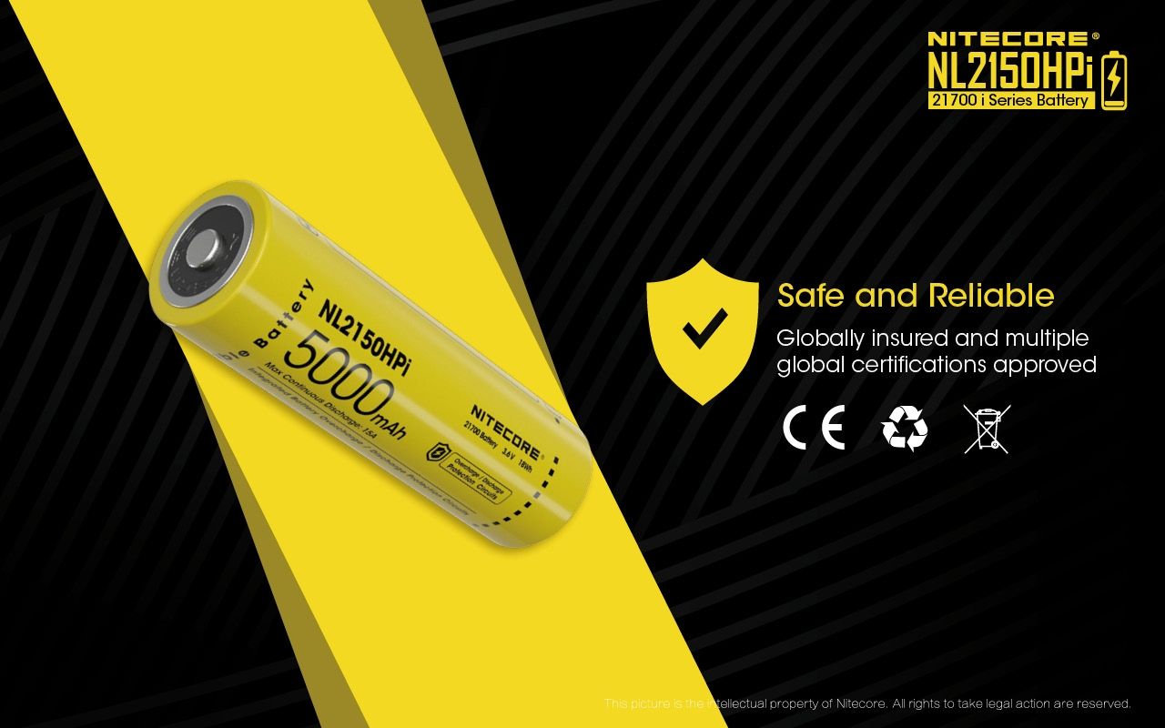 Batería NITECORE NL2150HPI 5000mAh 3.6V 21700 Alto Rendimiento para Dispositivos Electrónicos y Linternas