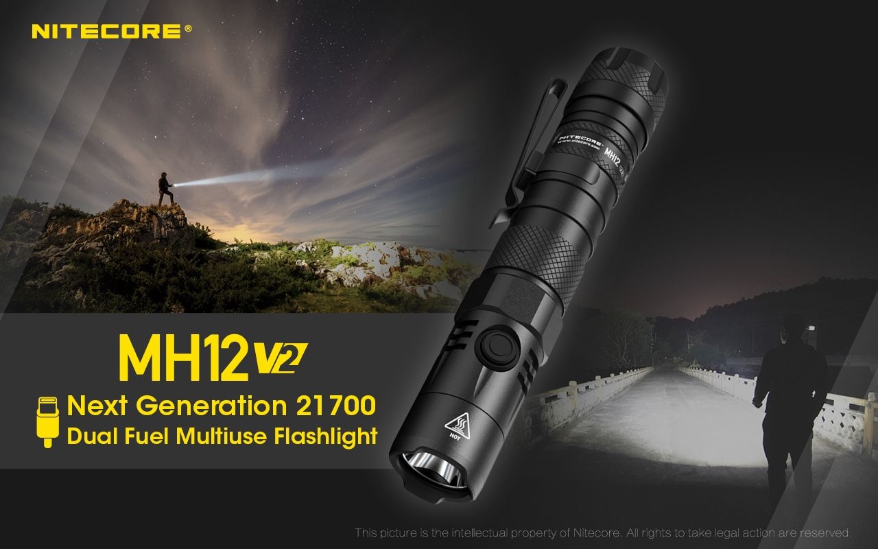 Nitecore MH12 V2 XP-L2 V6 Linterna LED 1200 Lúmenes Iluminación Portátil Brillante para Exteriores Iluminación Confiable