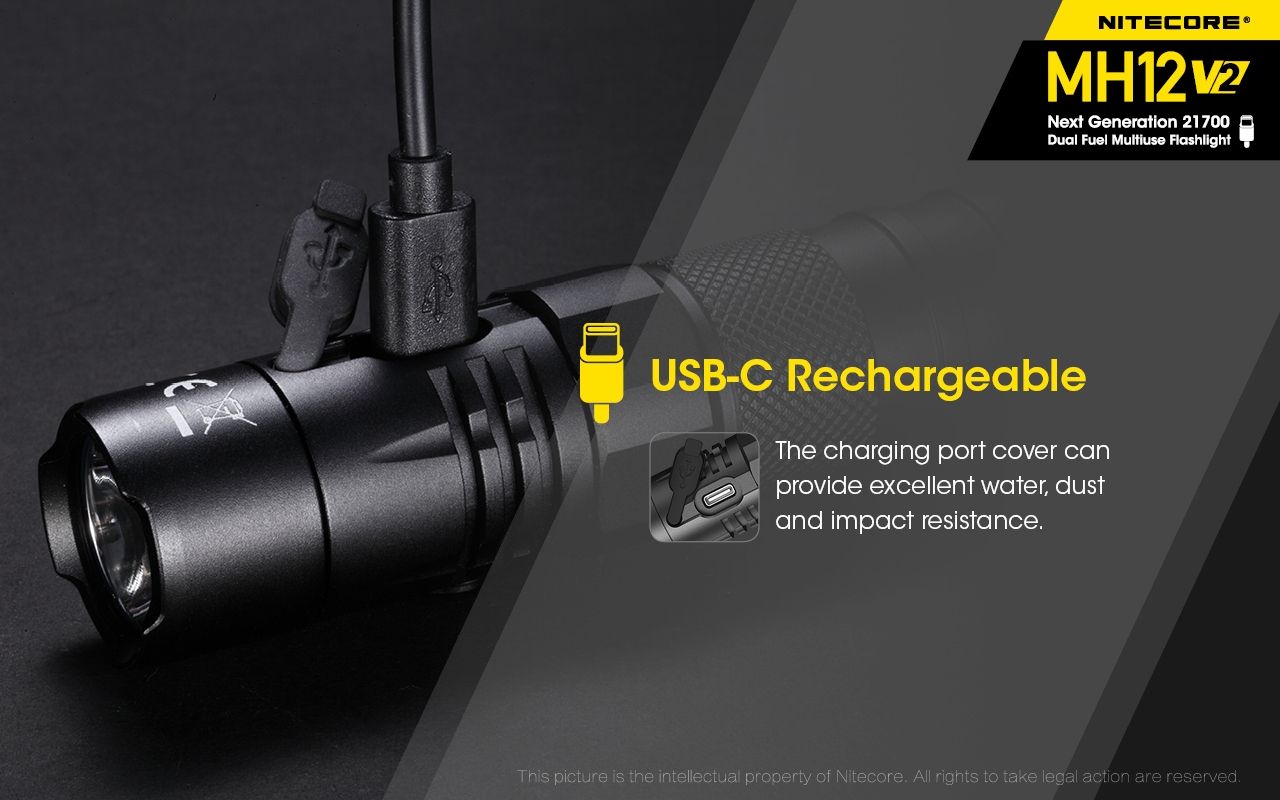 Nitecore MH12 V2 XP-L2 V6 Linterna LED 1200 Lúmenes Iluminación Portátil Brillante para Exteriores Iluminación Confiable