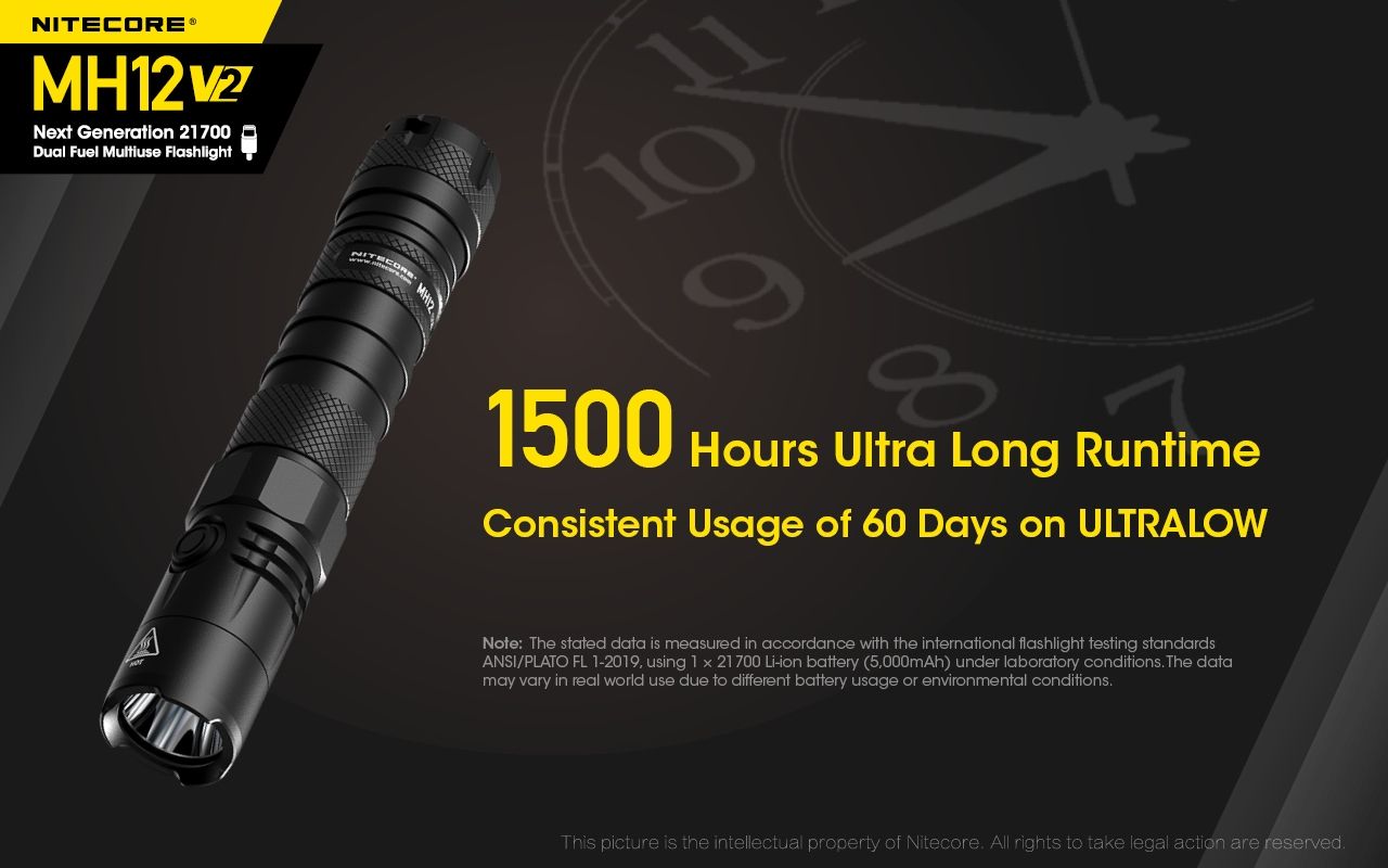 Nitecore MH12 V2 XP-L2 V6 Linterna LED 1200 Lúmenes Iluminación Portátil Brillante para Exteriores Iluminación Confiable