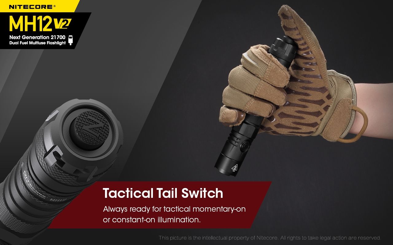 Nitecore MH12 V2 XP-L2 V6 Linterna LED 1200 Lúmenes Iluminación Portátil Brillante para Exteriores Iluminación Confiable