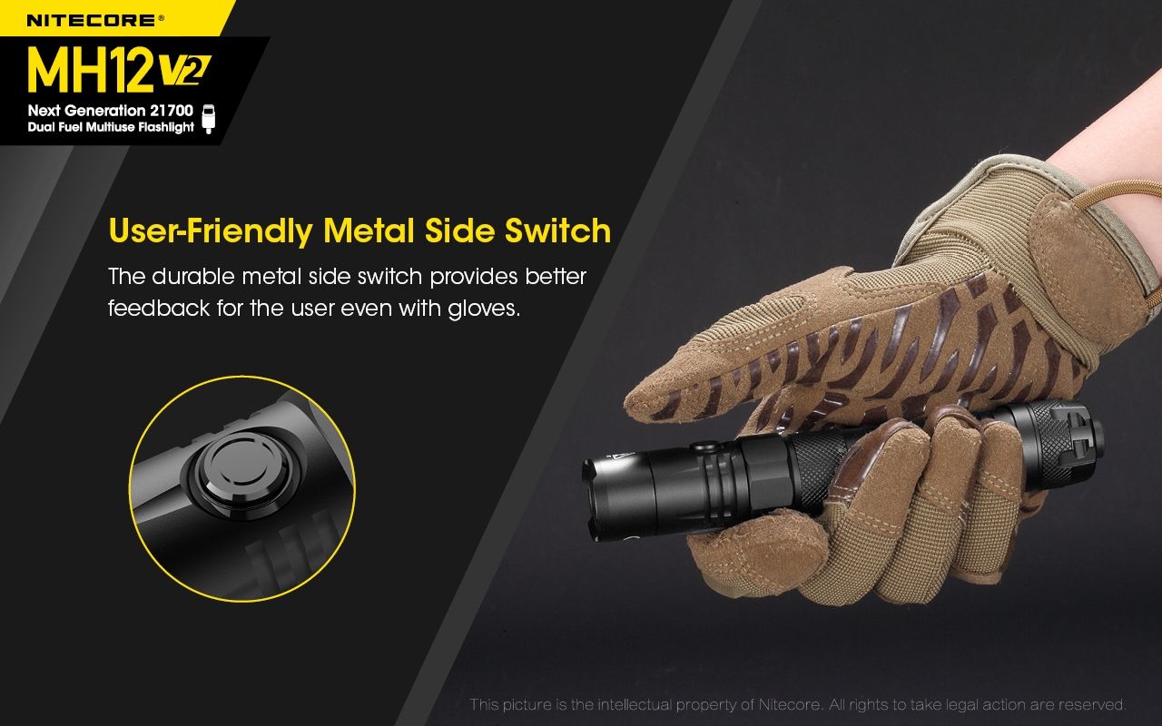 Nitecore MH12 V2 XP-L2 V6 Linterna LED 1200 Lúmenes Iluminación Portátil Brillante para Exteriores Iluminación Confiable