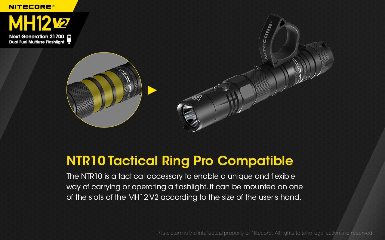 Nitecore MH12 V2 XP-L2 V6 Linterna LED 1200 Lúmenes Iluminación Portátil Brillante para Exteriores Iluminación Confiable