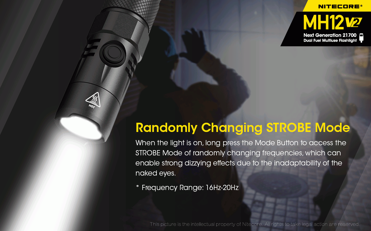 Nitecore MH12 V2 XP-L2 V6 Linterna LED 1200 Lúmenes Iluminación Portátil Brillante para Exteriores Iluminación Confiable