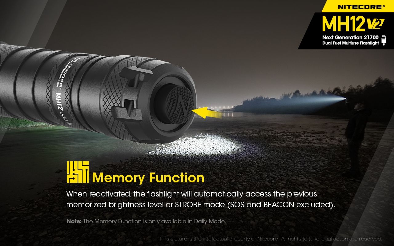 Nitecore MH12 V2 XP-L2 V6 Linterna LED 1200 Lúmenes Iluminación Portátil Brillante para Exteriores Iluminación Confiable
