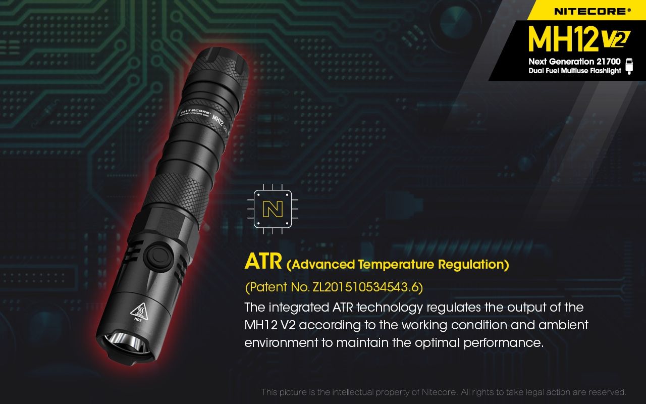 Nitecore MH12 V2 XP-L2 V6 Linterna LED 1200 Lúmenes Iluminación Portátil Brillante para Exteriores Iluminación Confiable
