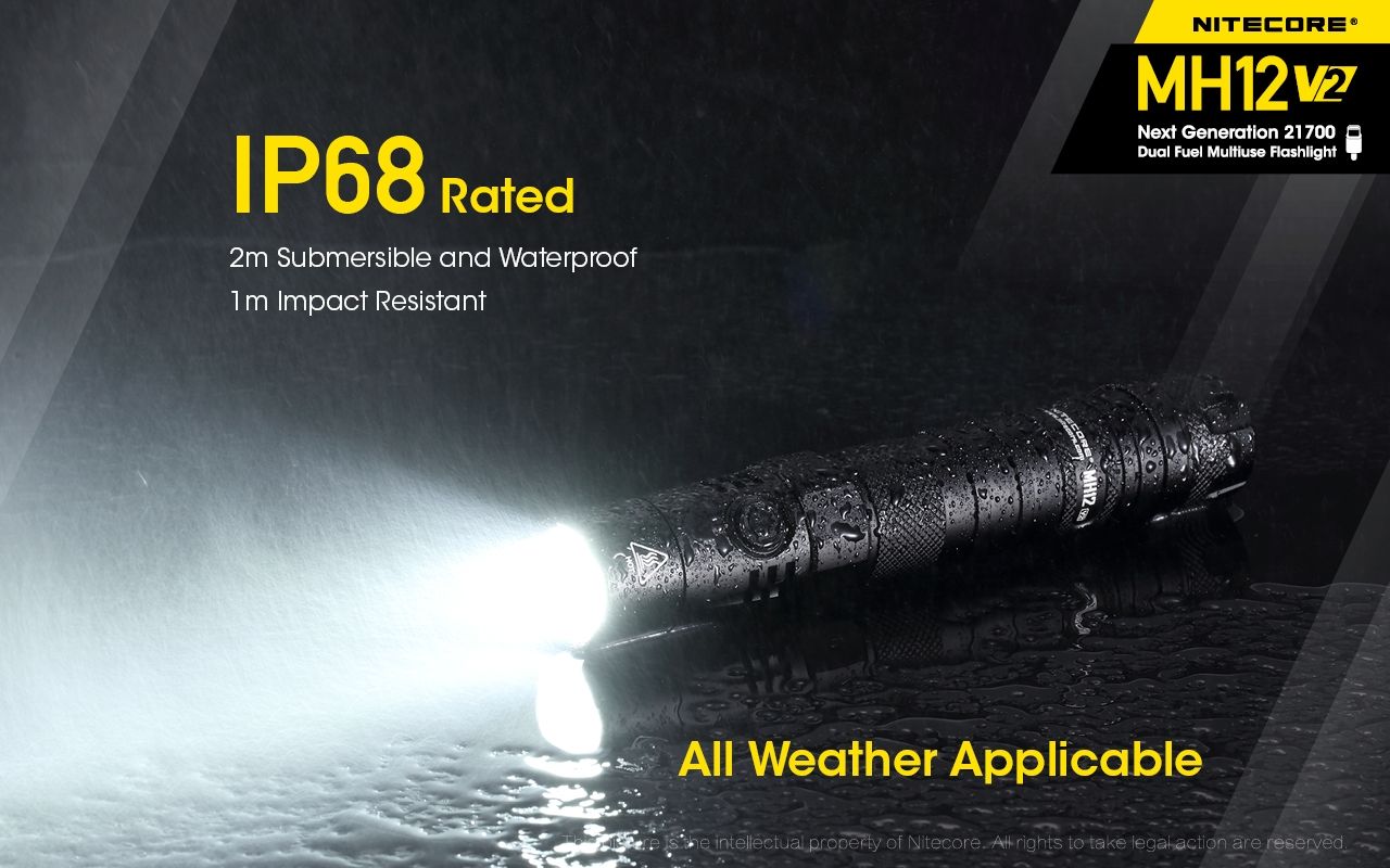 Nitecore MH12 V2 XP-L2 V6 Linterna LED 1200 Lúmenes Iluminación Portátil Brillante para Exteriores Iluminación Confiable