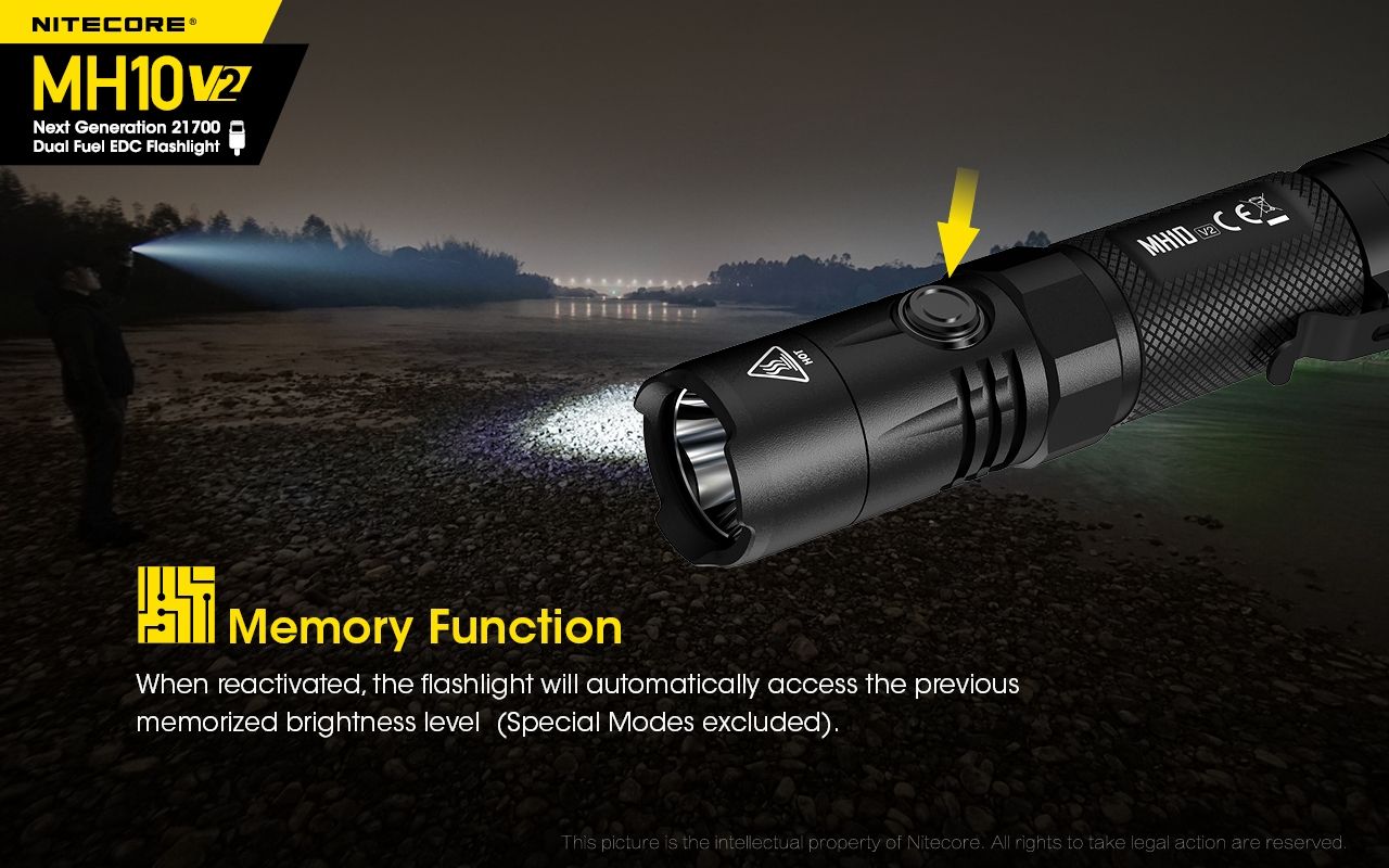 Linterna Nitecore MH10 V2 XP-L2 V6 1200 lúmenes LED carga USB-C diseño compacto materiales alta calidad