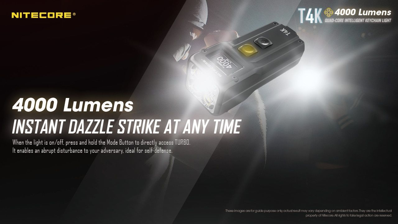 Nitecore T4K 4000 lúmenes Linterna portátil de llavero USB-C Equipo compacto para exteriores con LEDs XP-L2 V6