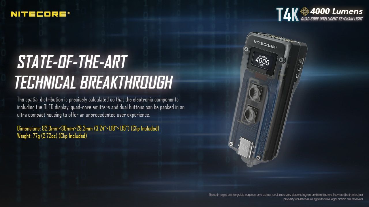Nitecore T4K 4000 lúmenes Linterna portátil de llavero USB-C Equipo compacto para exteriores con LEDs XP-L2 V6