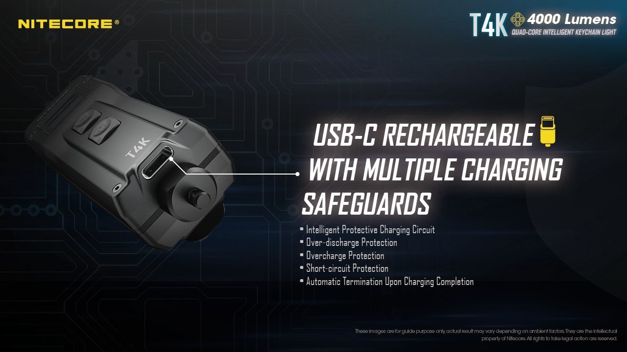 Nitecore T4K 4000 lúmenes Linterna portátil de llavero USB-C Equipo compacto para exteriores con LEDs XP-L2 V6