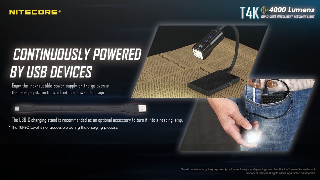 Nitecore T4K 4000 lúmenes Linterna portátil de llavero USB-C Equipo compacto para exteriores con LEDs XP-L2 V6