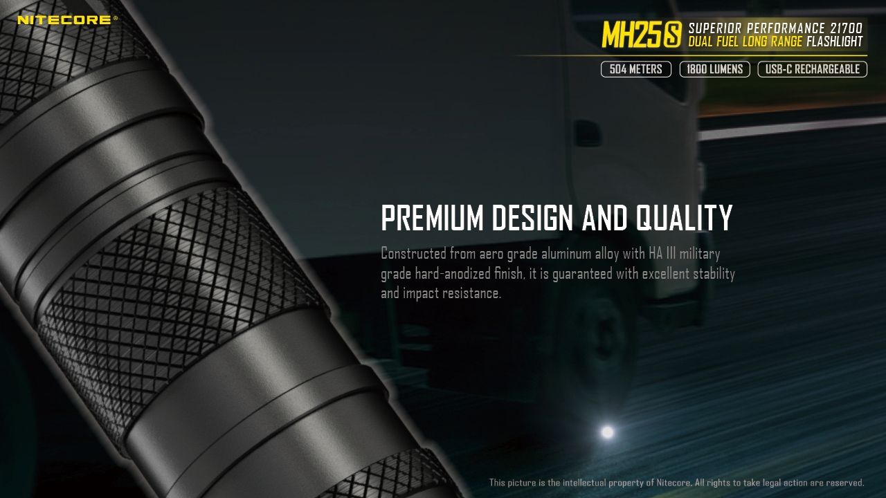 Linterna Nitecore MH25S 1800 lúmenes, recargable por USB-C, LED de alto brillo para aventuras al aire libre y reparaciones