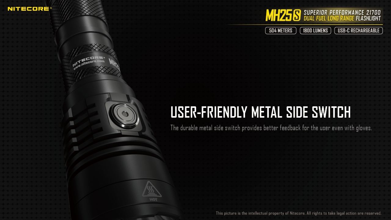 Linterna Nitecore MH25S 1800 lúmenes, recargable por USB-C, LED de alto brillo para aventuras al aire libre y reparaciones