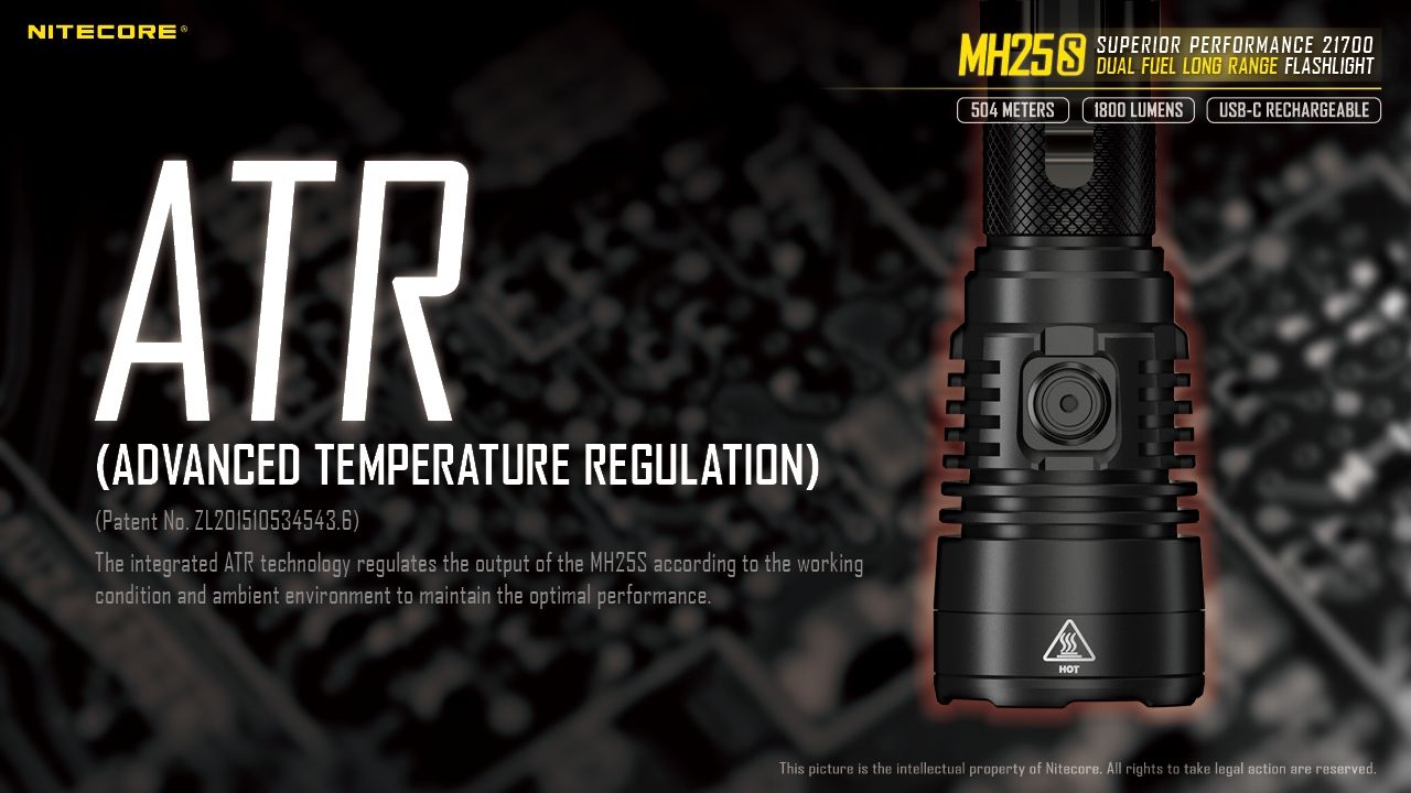 Linterna Nitecore MH25S 1800 lúmenes, recargable por USB-C, LED de alto brillo para aventuras al aire libre y reparaciones