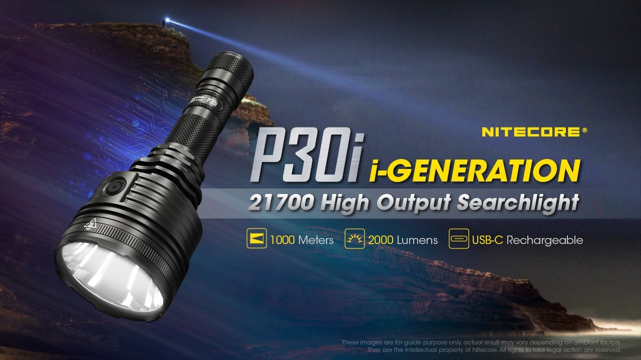 Explora la linterna táctica Nitecore P30i con LED XHP35 HI de 2000 lúmenes y haz de 1000 metros, iluminación robusta para exteriores.