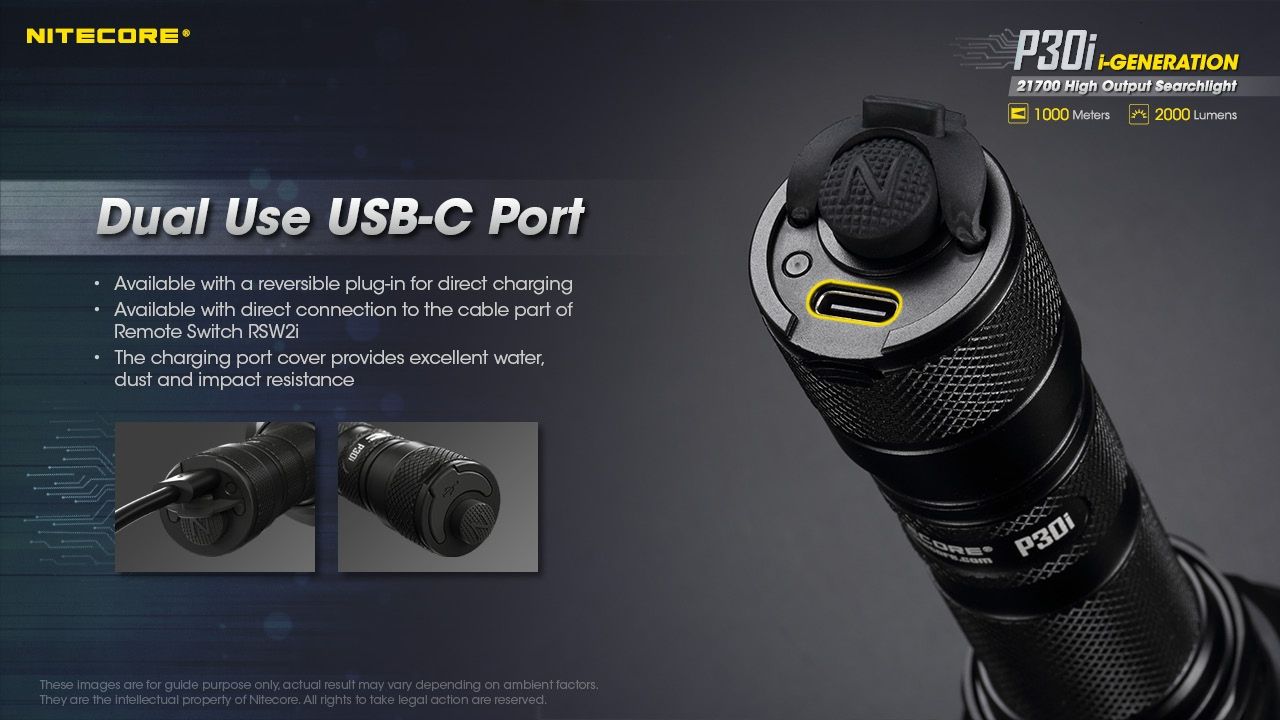 Explora la linterna táctica Nitecore P30i con LED XHP35 HI de 2000 lúmenes y haz de 1000 metros, iluminación robusta para exteriores.