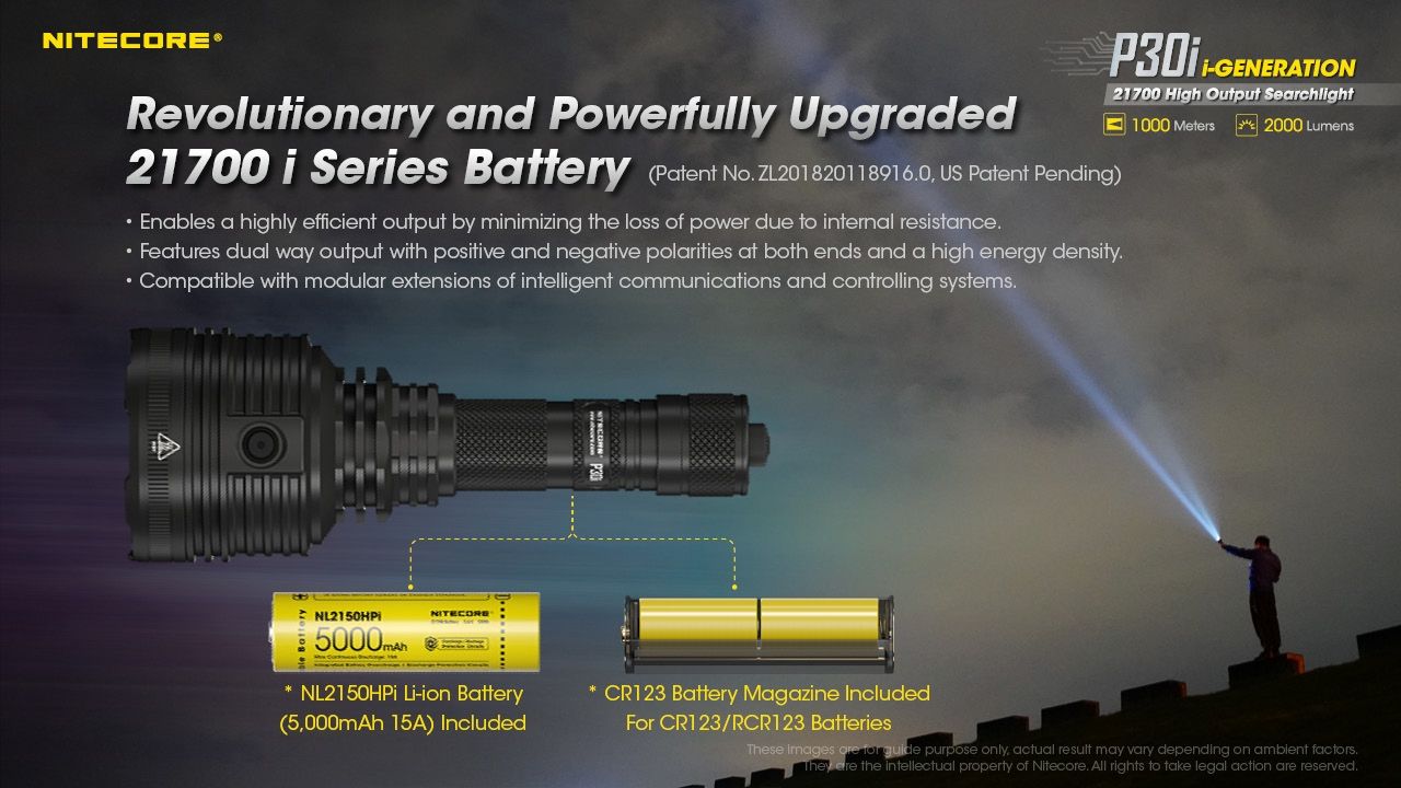Explora la linterna táctica Nitecore P30i con LED XHP35 HI de 2000 lúmenes y haz de 1000 metros, iluminación robusta para exteriores.