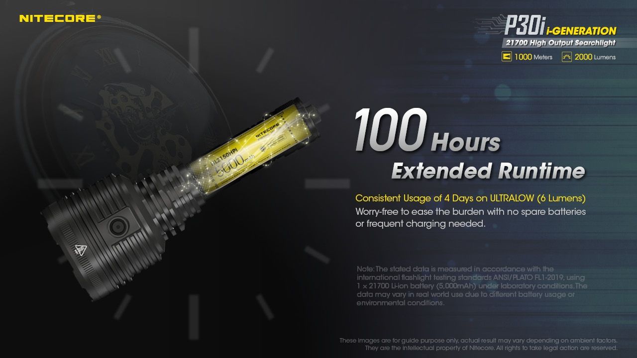 Explora la linterna táctica Nitecore P30i con LED XHP35 HI de 2000 lúmenes y haz de 1000 metros, iluminación robusta para exteriores.