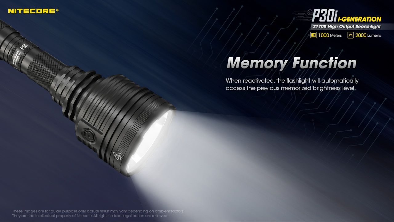 Explora la linterna táctica Nitecore P30i con LED XHP35 HI de 2000 lúmenes y haz de 1000 metros, iluminación robusta para exteriores.