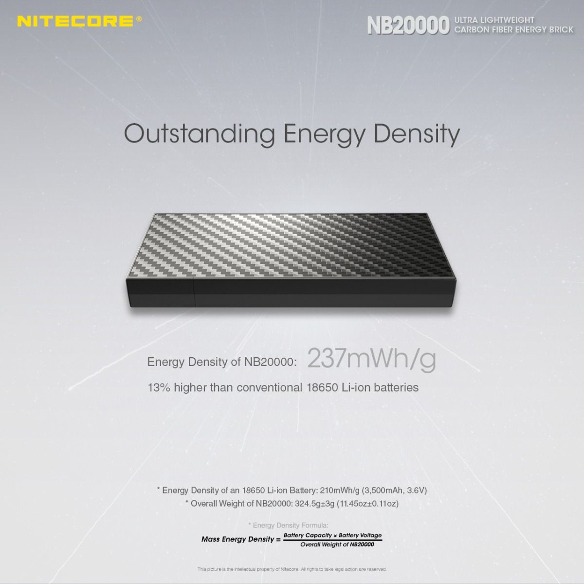Nitecore NB20000 QC Puerto Dual Banco de Energía 20000mAh Ligero Carga Rápida USB USB-C Cargador para Smartphone
