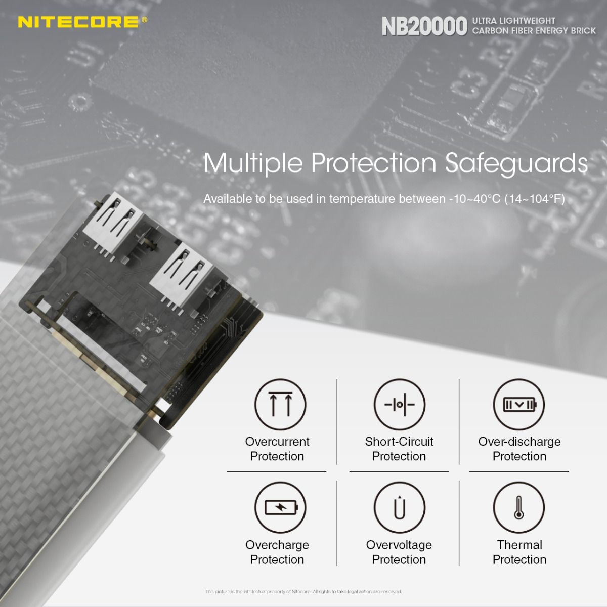 Nitecore NB20000 QC Puerto Dual Banco de Energía 20000mAh Ligero Carga Rápida USB USB-C Cargador para Smartphone
