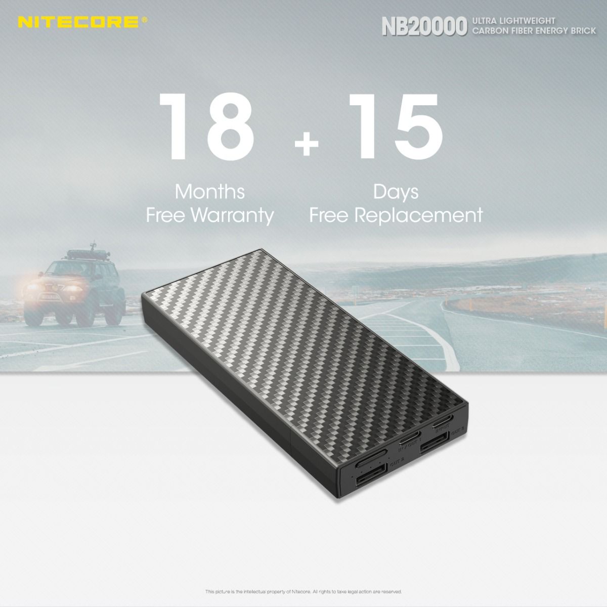 Nitecore NB20000 QC Puerto Dual Banco de Energía 20000mAh Ligero Carga Rápida USB USB-C Cargador para Smartphone
