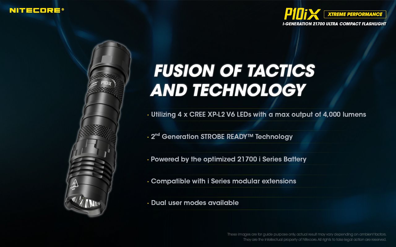 Nitecore P10iX 4000 lúmenes, linterna táctica potente, 4 x LED XP-L2 V6, haz de 158 m, larga autonomía y durabilidad