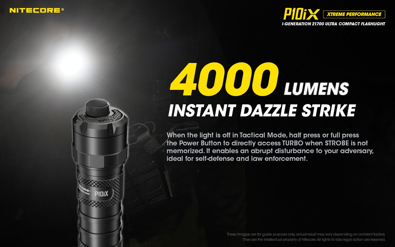 Nitecore P10iX 4000 lúmenes, linterna táctica potente, 4 x LED XP-L2 V6, haz de 158 m, larga autonomía y durabilidad