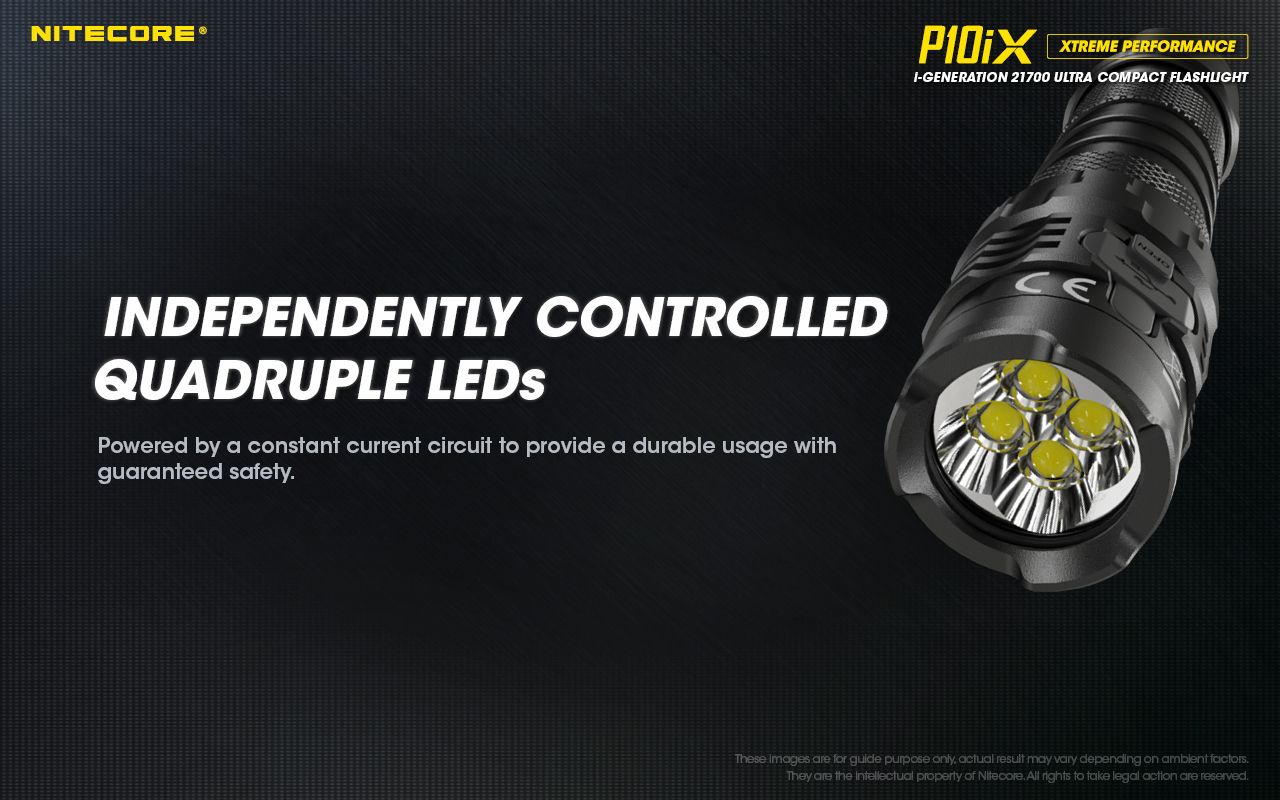 Nitecore P10iX 4000 lúmenes, linterna táctica potente, 4 x LED XP-L2 V6, haz de 158 m, larga autonomía y durabilidad