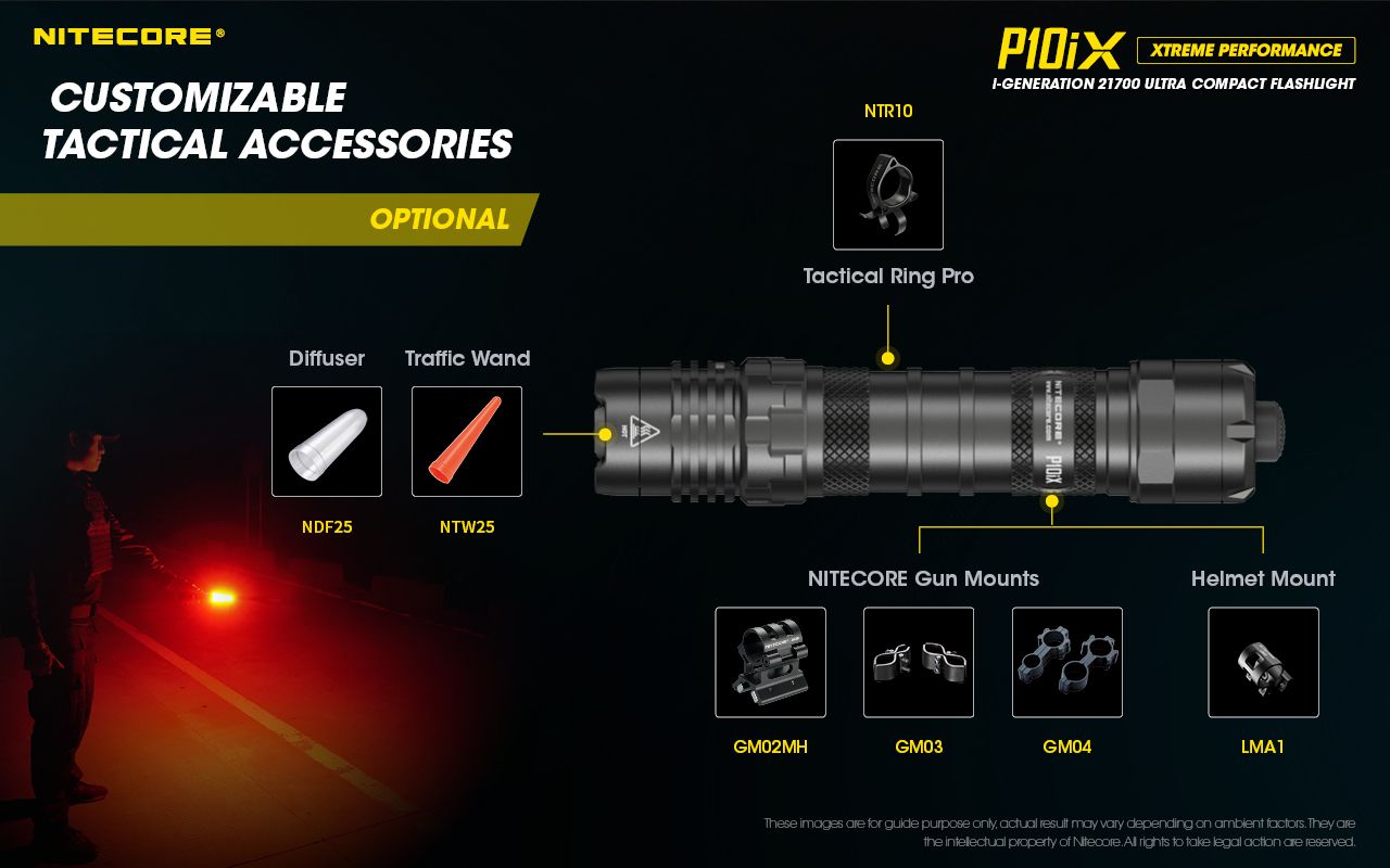 Nitecore P10iX 4000 lúmenes, linterna táctica potente, 4 x LED XP-L2 V6, haz de 158 m, larga autonomía y durabilidad