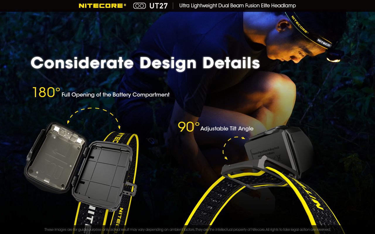 Nitecore UT27 Linterna frontal LED 520 lúmenes 2 x XP-G3 S3 Tech Diseño robusto Modos versátiles para aventuras nocturnas