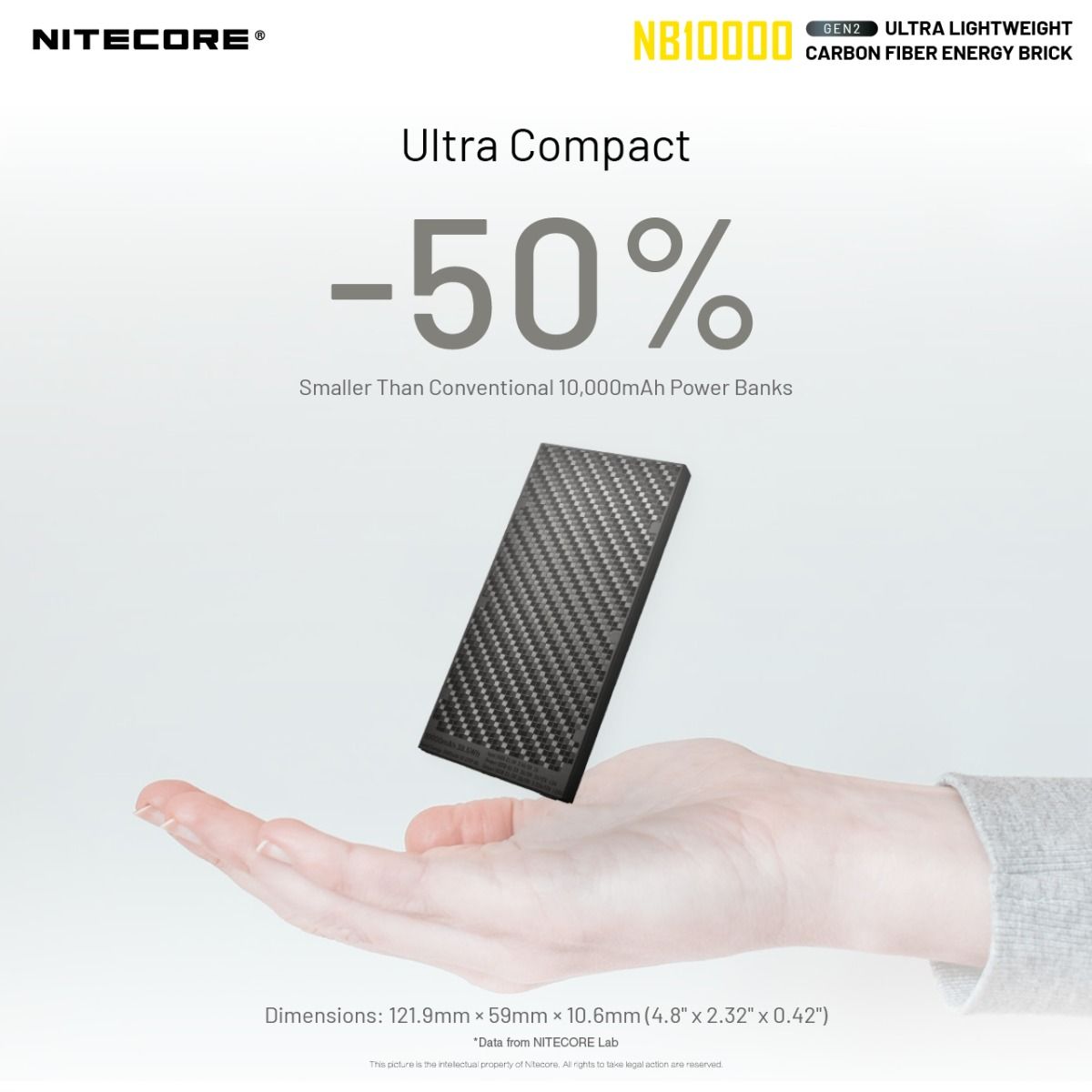Nitecore NB10000 Gen II Ultra-slim 10000mAh Power Bank con QC Quick-Charge Cargador de Viaje Ligero