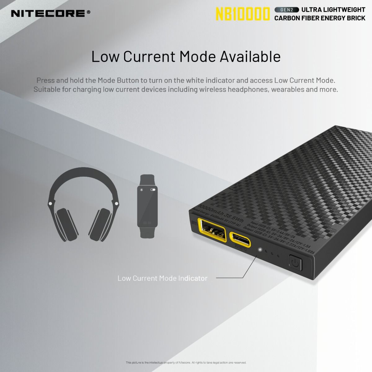 Nitecore NB10000 Gen II Ultra-slim 10000mAh Power Bank con QC Quick-Charge Cargador de Viaje Ligero