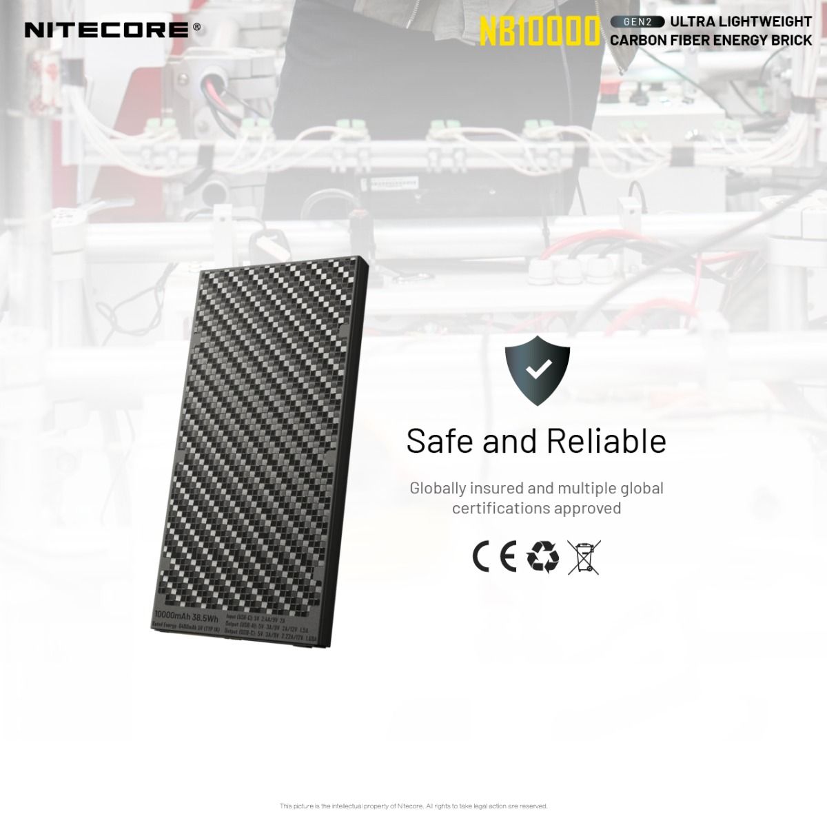 Nitecore NB10000 Gen II Ultra-slim 10000mAh Power Bank con QC Quick-Charge Cargador de Viaje Ligero