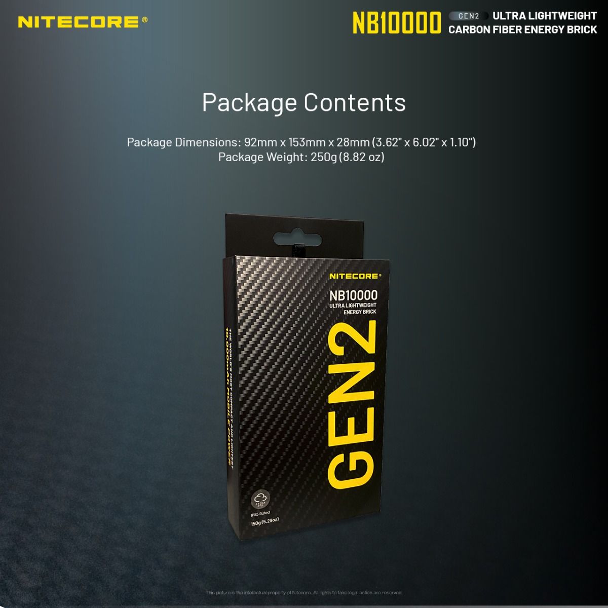 Nitecore NB10000 Gen II Ultra-slim 10000mAh Power Bank con QC Quick-Charge Cargador de Viaje Ligero