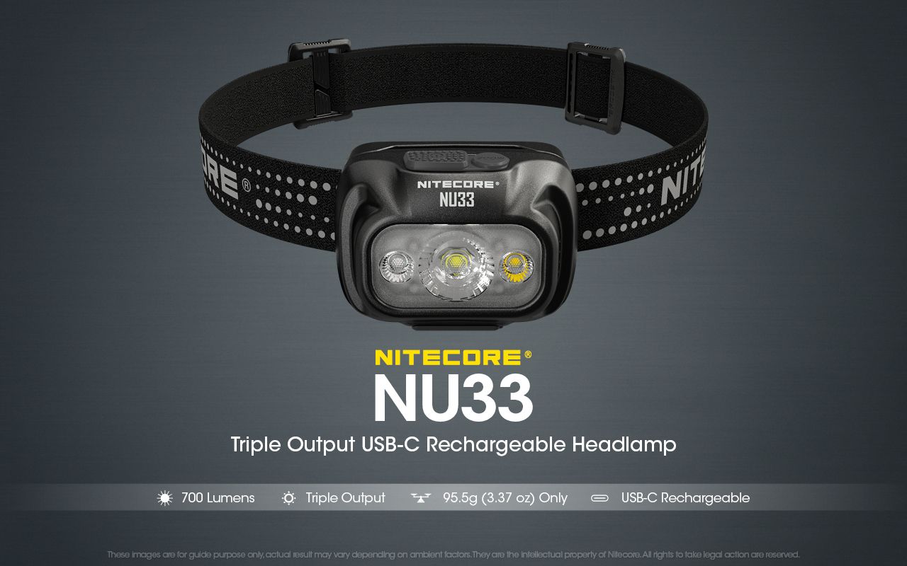 Linterna frontal Nitecore NU33 USB-C recargable 700LM LED alto CRI impermeable ligera y duradera para exteriores