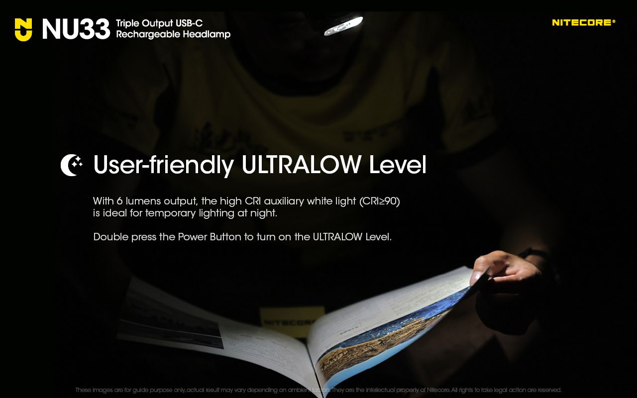 Linterna frontal Nitecore NU33 USB-C recargable 700LM LED alto CRI impermeable ligera y duradera para exteriores