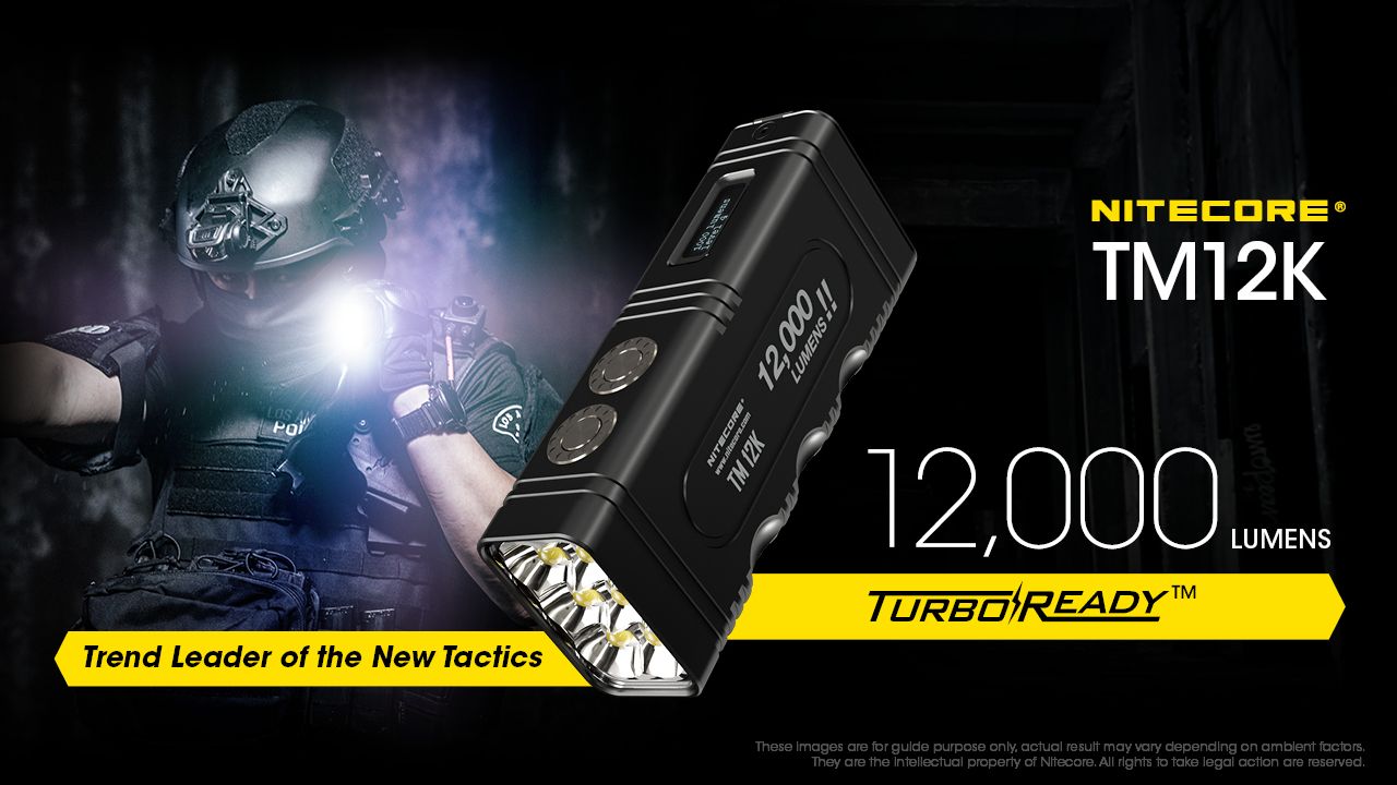 Linterna táctica NITECORE TM12K 12000 lúmenes recargable por USB-C LED de alto brillo para aventuras al aire libre